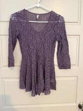 Free People Peplum Top Purple Lace Free People Flowery Top XS